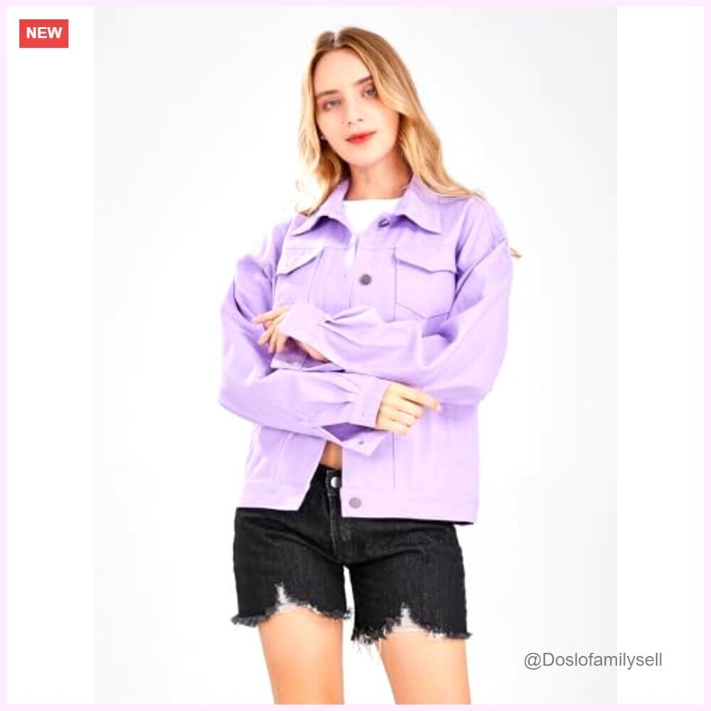 Relaxed Fit Denim Jacket with Pockets, Drop Shoulder Casual Wear - Picture 4 of 5